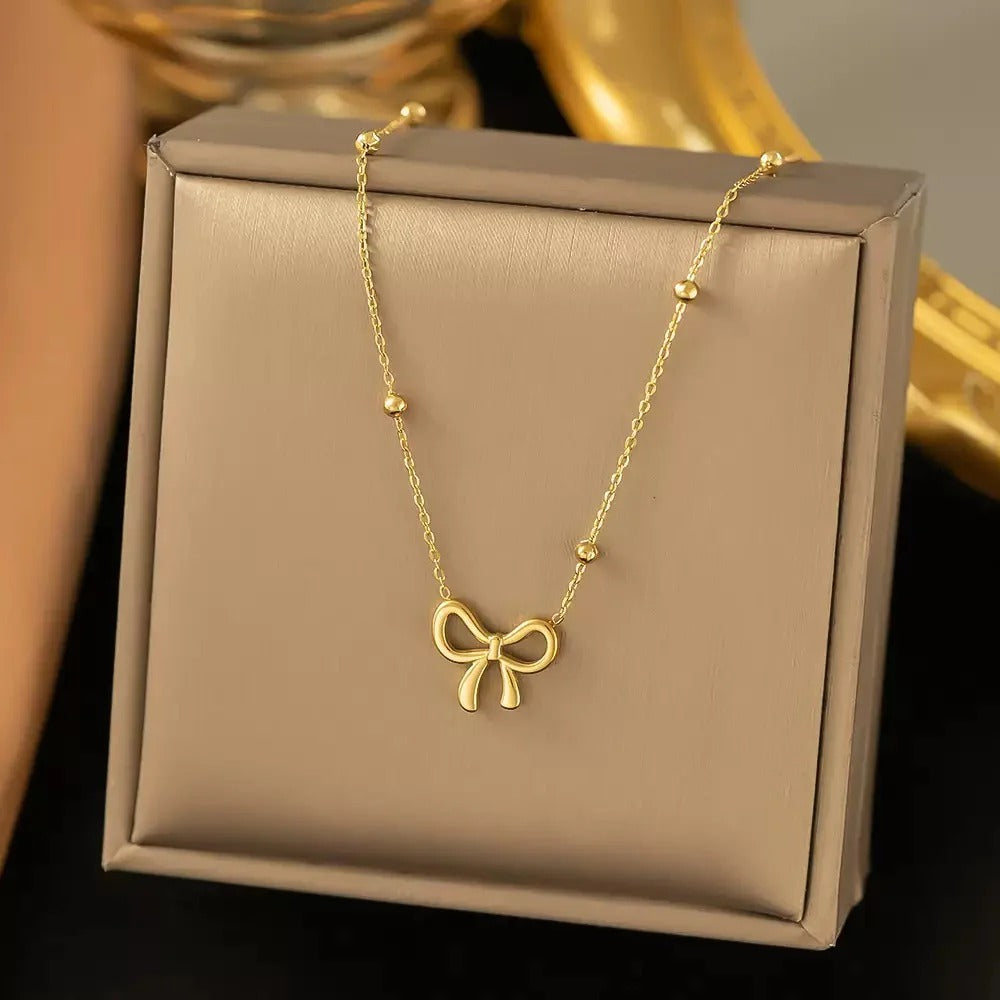Minimal Bow Anti-Tarnish Gold Necklace