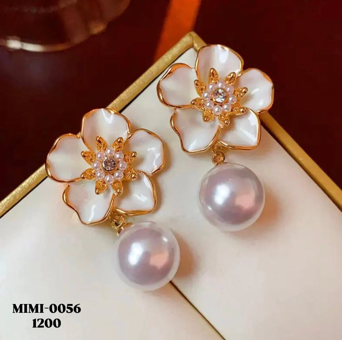 Floral Pearl Drop Earrings