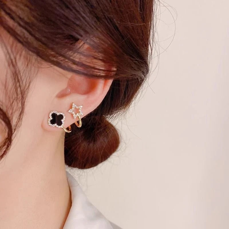 Star & Clover Ear Cuff Earrings (No Piercing)