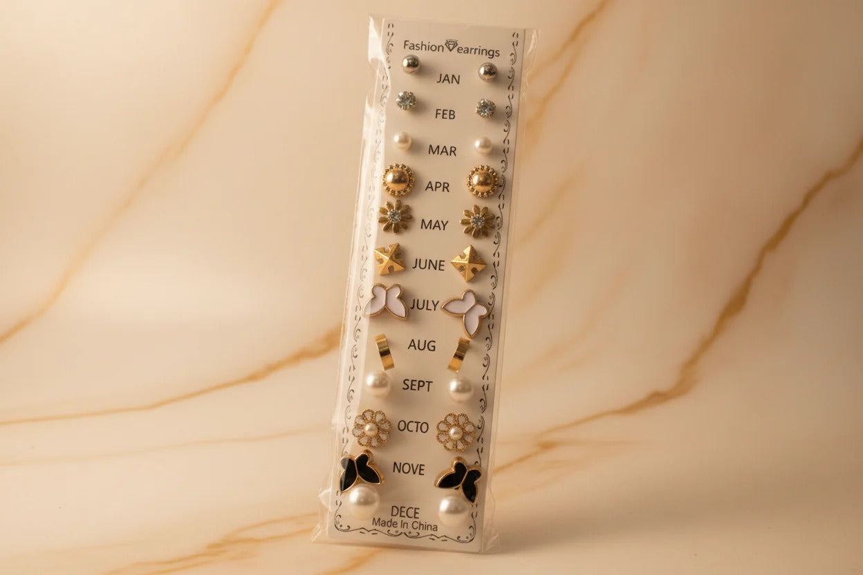 12-Month Stud Earrings Collection