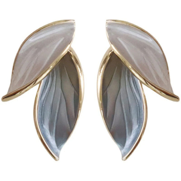 Dual-Tone Leaf Stud Earrings