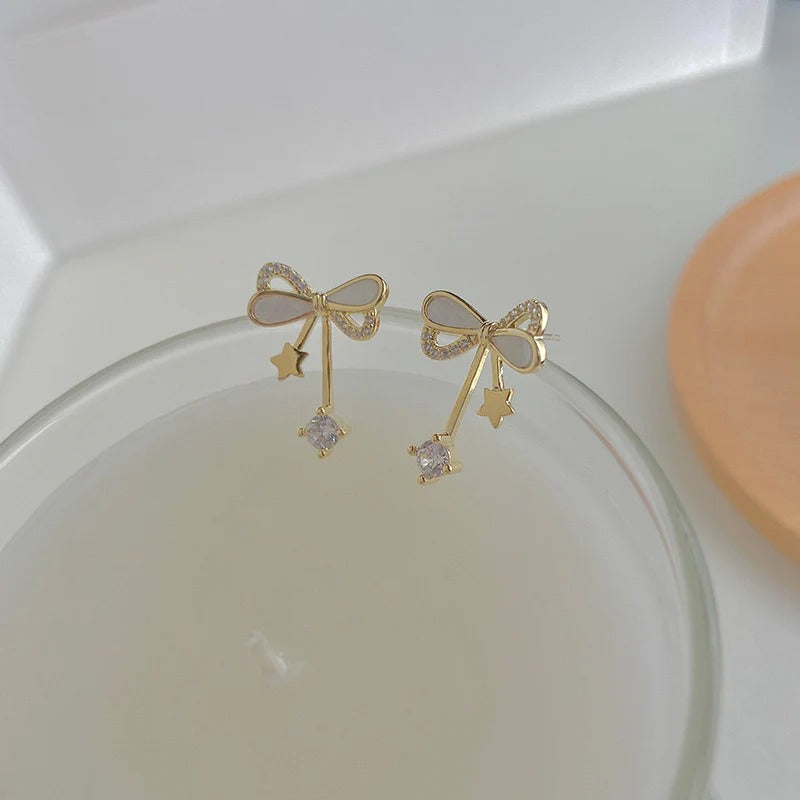 Crystal Bow Drop Earrings