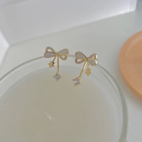 Crystal Bow Drop Earrings