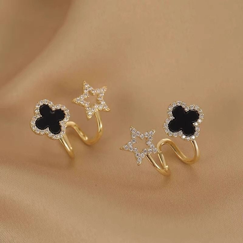 Star & Clover Ear Cuff Earrings (No Piercing)